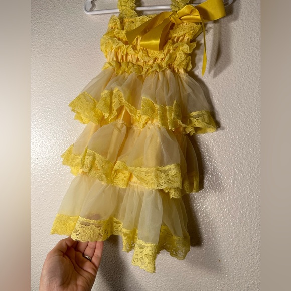 Yellow Spaghetti Strap Shabby Chic baby girl dress size small - Picture 5 of 9